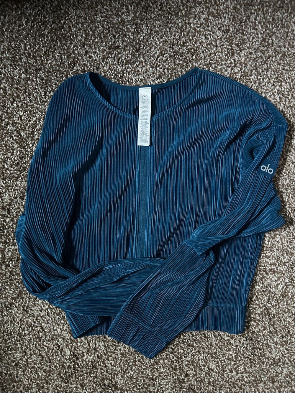 ALO Yoga Teal Ribbed Long-Sleeve Top
